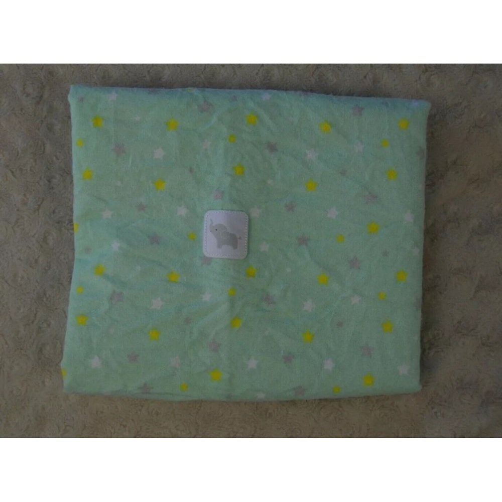 Child of Mine Carter's Elephant Baby Blanket Flannel Receiving Star Green Yellow